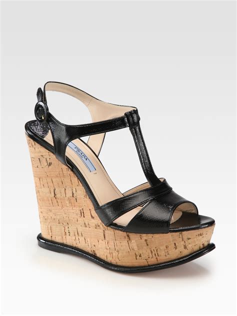 prada black wedge sandal|prada denim sandals.